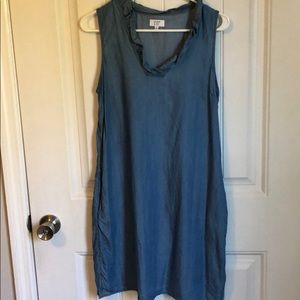 Chambray Ruffle Dress